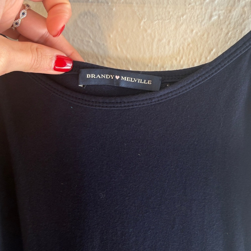 Brandy Melville Maxi Dress Clean Girl Minimalist Spaghetti Strap Navy Blue OS